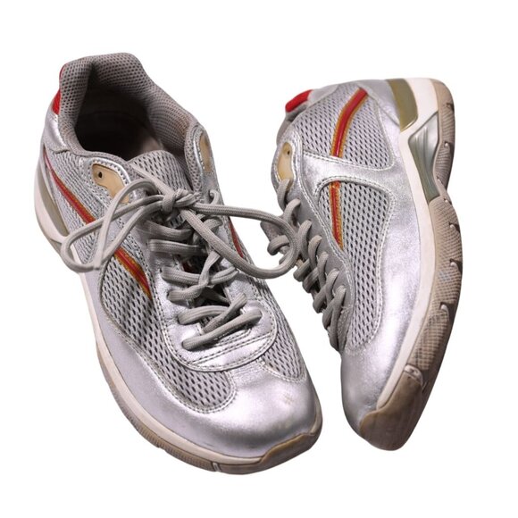 Prada Sport Vintge Y2K Linea Rossa America's Cup Lace-Up Leather Trainers in Sil